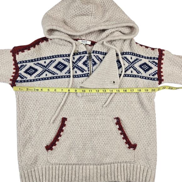 Madewell Fair Isle Hooded Sweater Size Small Alpaca - Picture 4 of 5